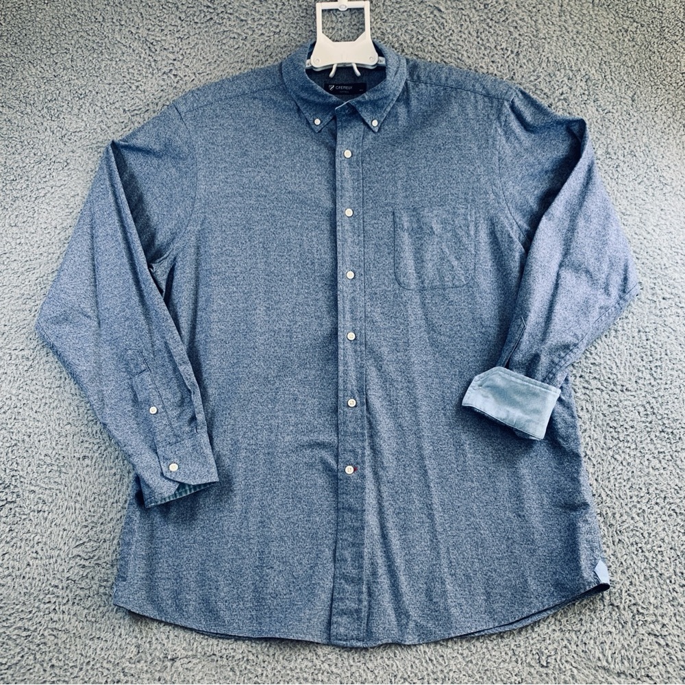 Cremieux Shirt Men's Classic Long Sleeve Button Up Flip Cuff Cotton Blue Size‎ L